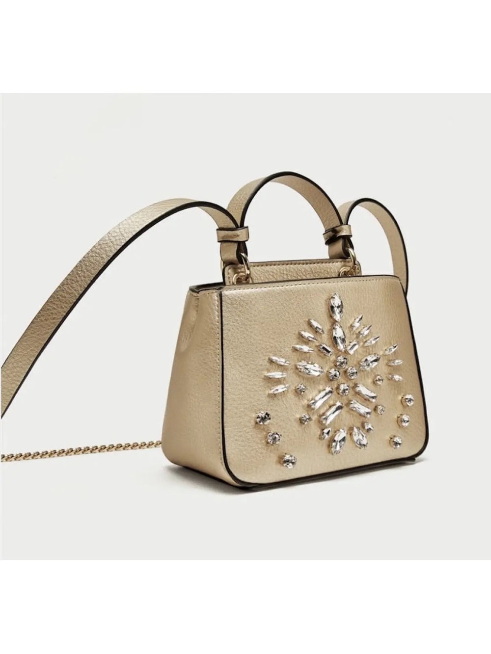 Zara | Gold Jeweled Mini Satchel Bag